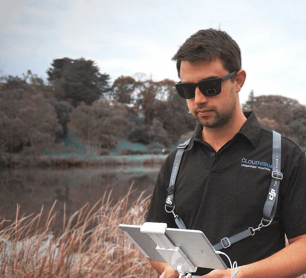 drone pilot at controls