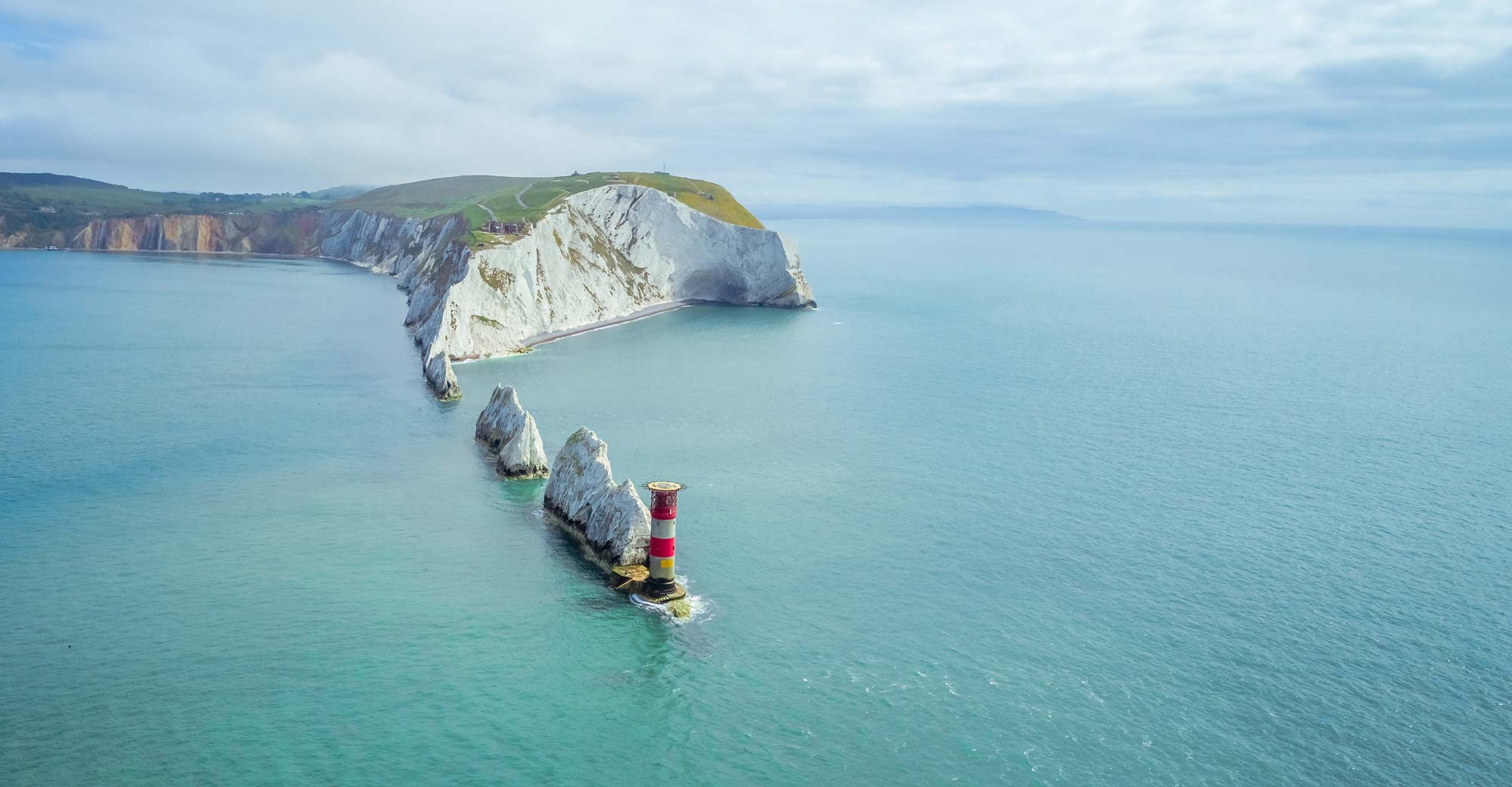 lighthouse photographed by a drone